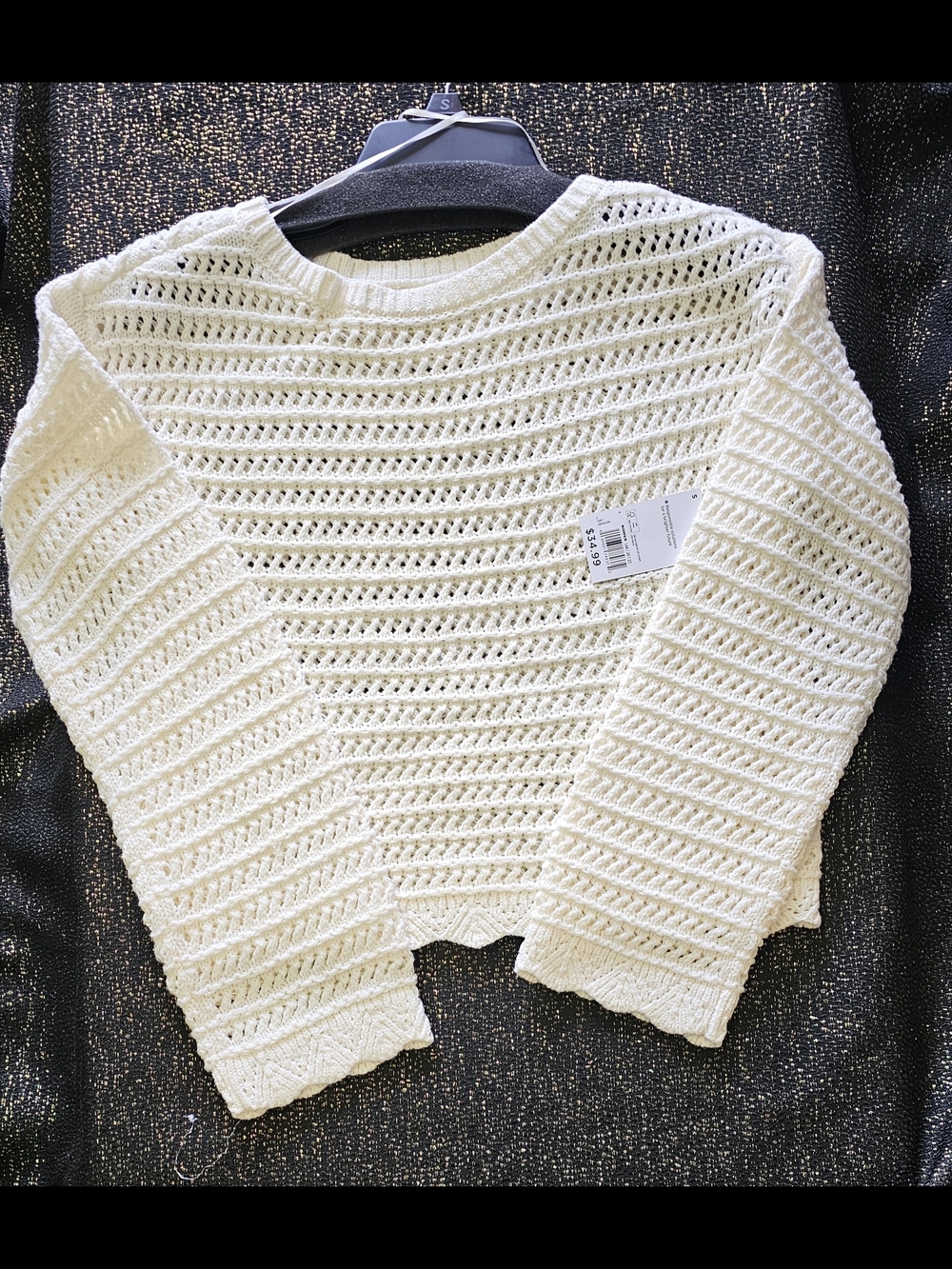 Kohl's Cream Open-Knit Crewneck Sweater